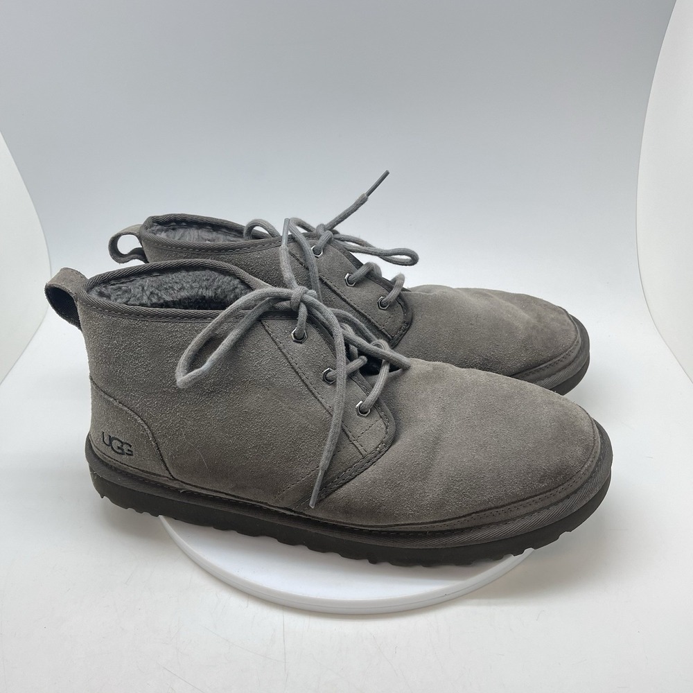 UGG Neumel Mens Size 13 Gray Suede Sherpa Lined Chukka Ankle Boots Lace Up 3236
